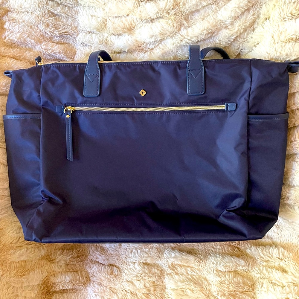 Samsonite travel tote navy blue with gold hardware